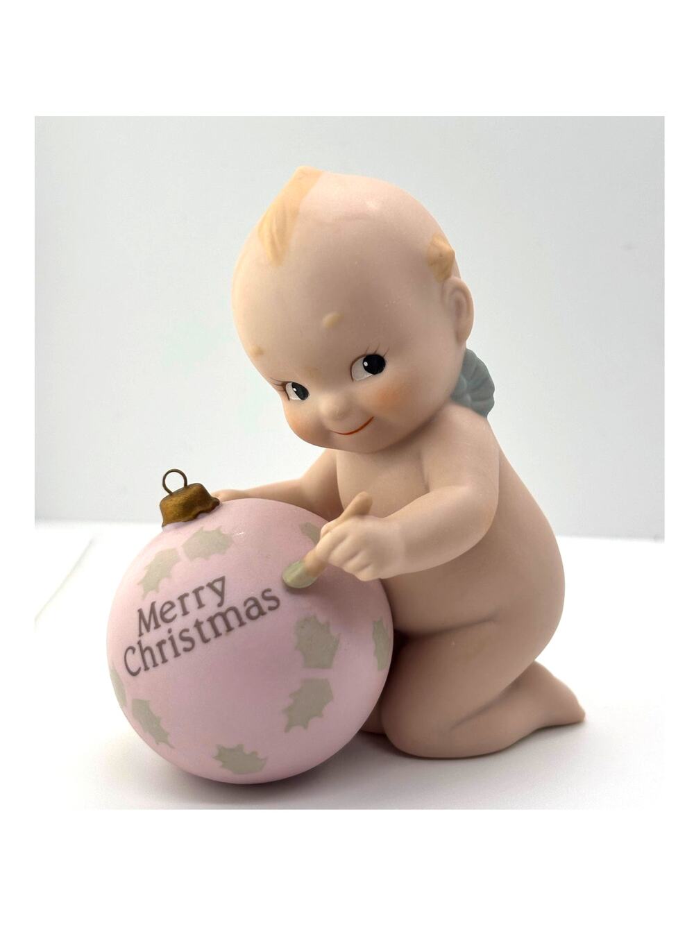 Cute Vintage 1993 Jesco Rose O'Neill Porcelain Kewpie Doll Christmas w/Ornament